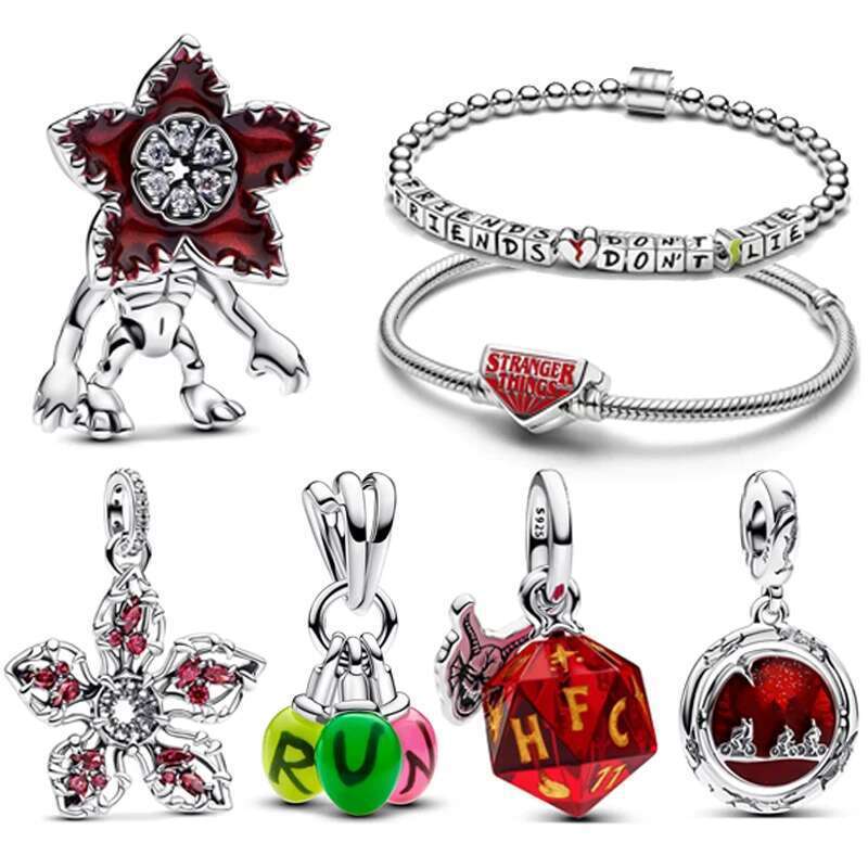HOT Toys Stranger Things 925 Sterling Silver Charms Beads Fit Womens S925 Snake Stranger Things Bracelet DIY Jewelry Pendant Gifts