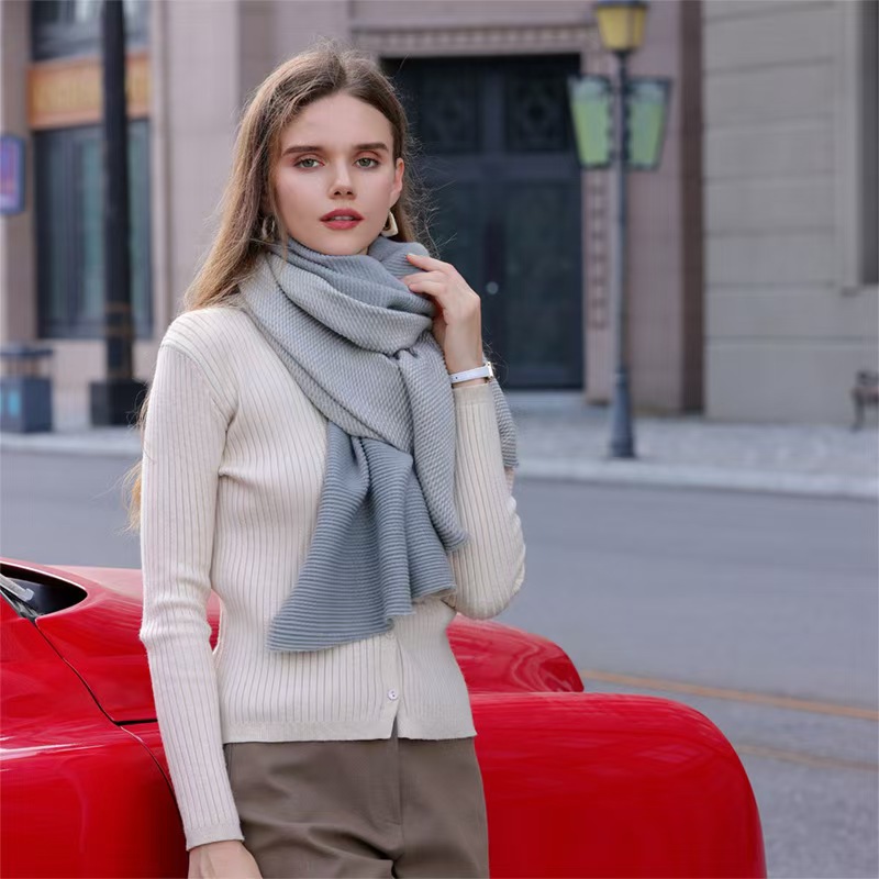 K111 Personalized design double-sided wrinkled imitation cashmere scarf for women Winter warm medium and long shawl trendy manufacturers wholesale
