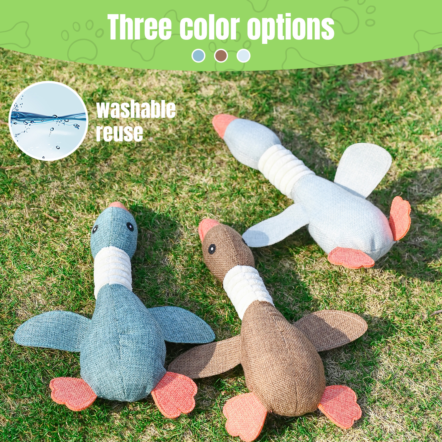 DHPET Squeaky Goose Durable Chew Aggressive Chewers Breed Dog Cat Play Interactive Toys for Small Medium Dogs Teething 12.99 Inch