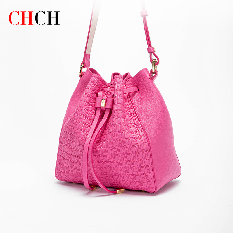 CHCH Versatile Daily Trendy Solid Color Women's Drawstring Switch Shoulder Crossbody Bag