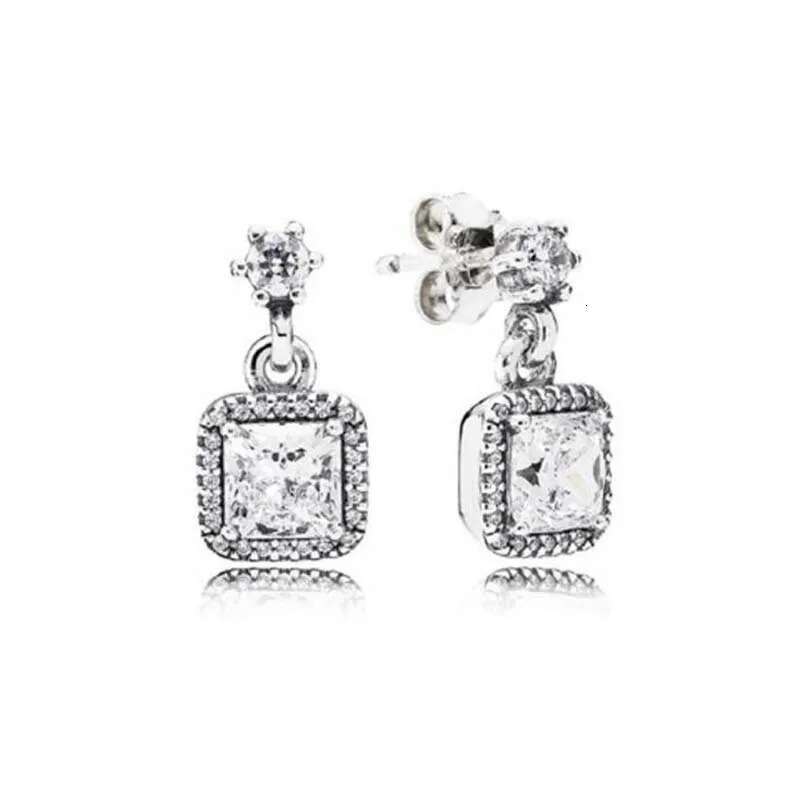 Hot 925 Sterling Silver Sparking Round Heart Feather Zircon Stud Earrings For Women Lovers Christmas Jewelry Special Gift