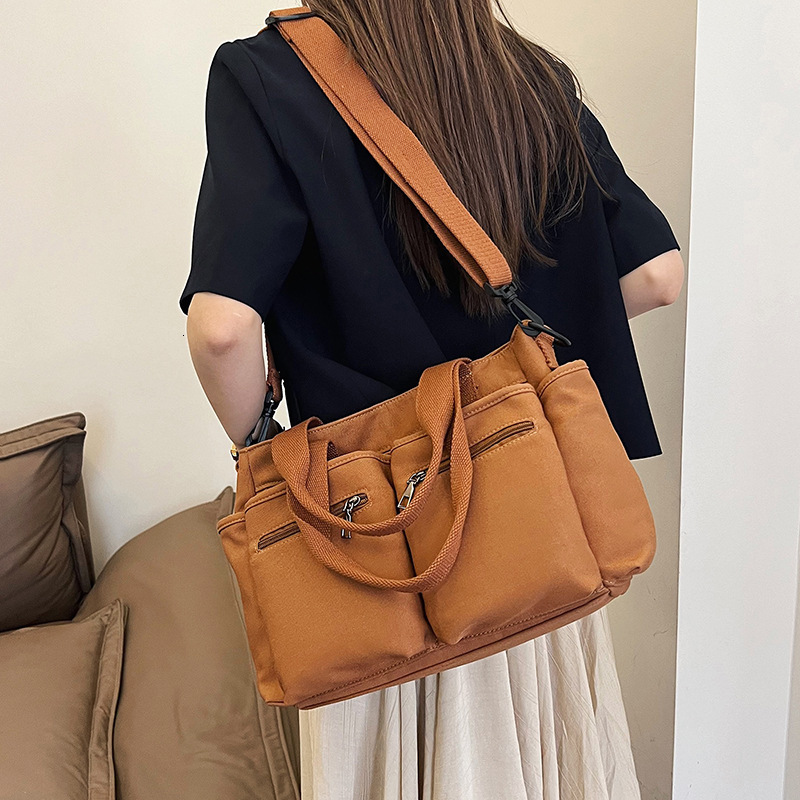 Tote Women's New Fashion Trend College Student Handbag Large Capacity Canvas Casual Versatile Shoulder Bag