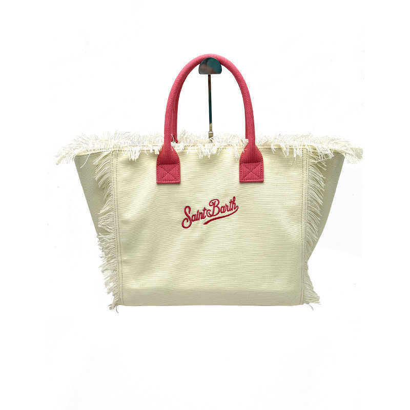 Saint Bart's New Women's Large Capacity Leisure Travel Canvas Embroidered Handmade Tassel Handbag Tote Bag 250315