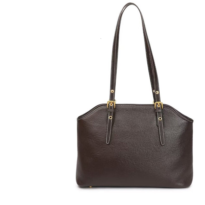 Women's Genuine Leather Women's High-End Sense, Niche Tote Bag, Large Capacity Single Shoulder Hand-Held Commuting Bag