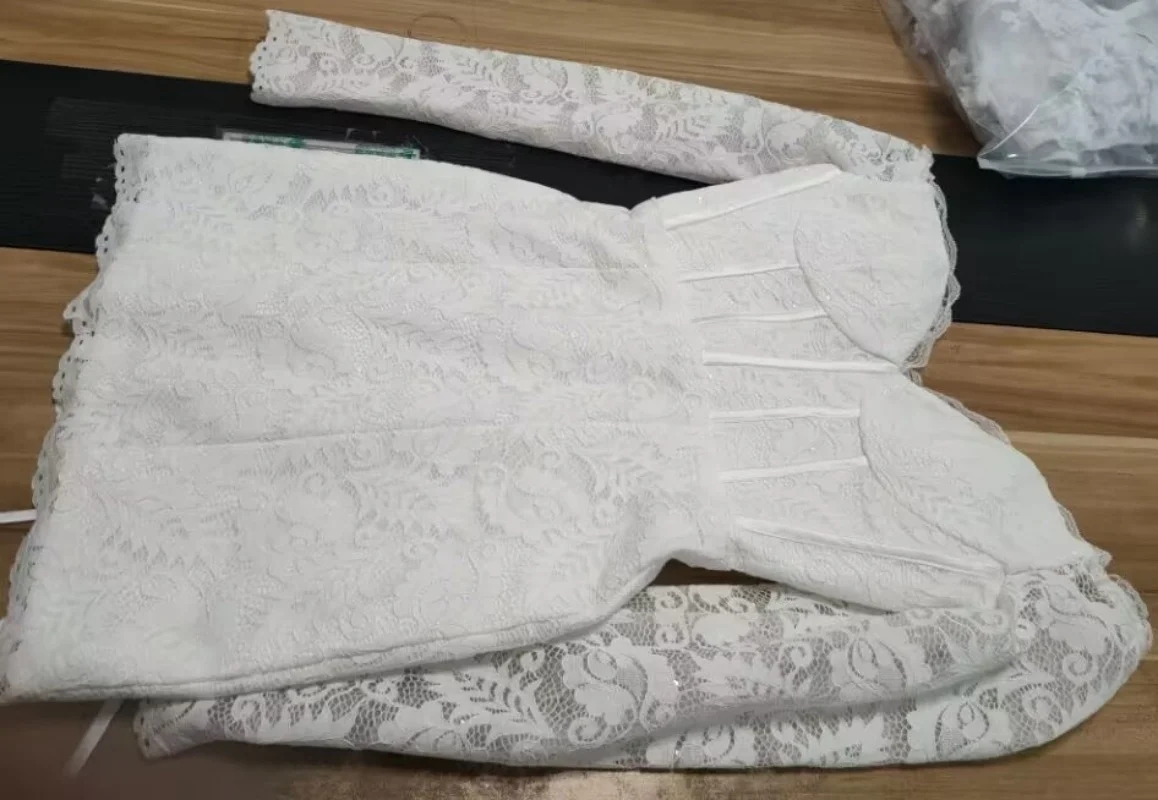 2025 Short Off Shoulder Wedding Dress Lace Bridal Gown Long Sleeves Women Lace Up Bride Dresses Party Dress Customized Vestido De Novia