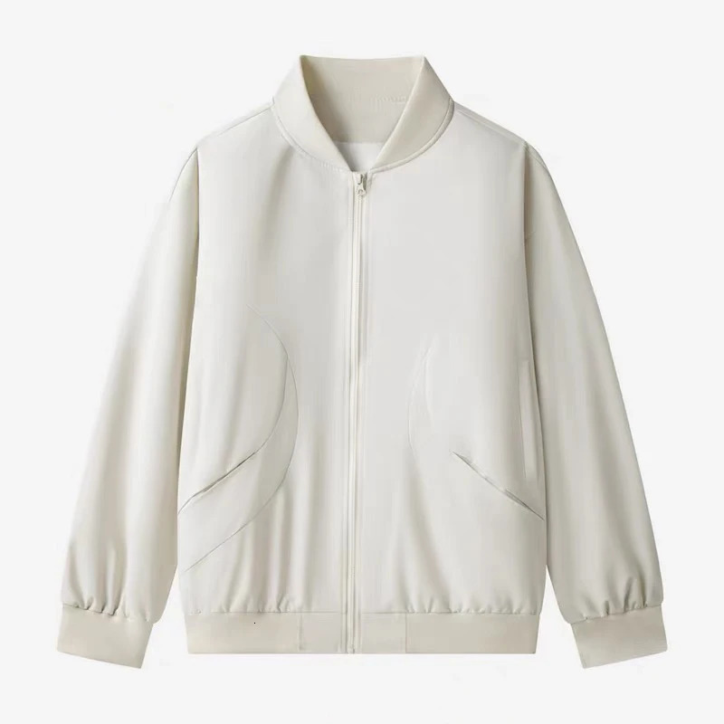 Mens Business Casual Thin Jacket Spring and Autumn Baseball Collar Loose Solid Color Short Trend Ice Silk Sports 2PCS 250313