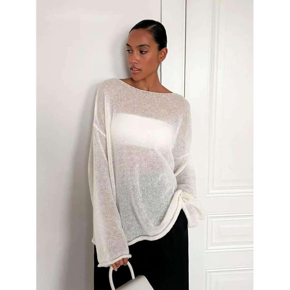 Elegant Sweater 2025 Summer Autumn Casual Fashion Loose Women Pullovers Chic Pink White Jumper Sueter Mujer