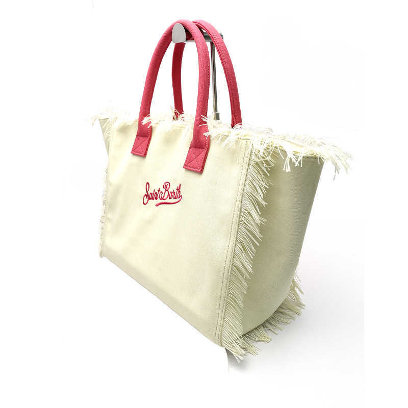 Saint Bart's New Women's Large Capacity Leisure Travel Canvas Embroidered Handmade Tassel Handbag Tote Bag 250315