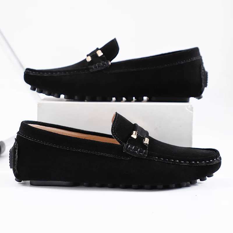 Casual Shoes Women Men Shoes Genuine Leather Men Loafers Slip Men Flats M Driving Shoes 38-47 Y250312