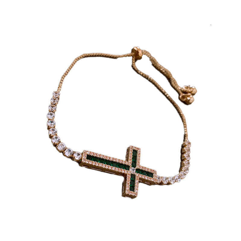 Designer Commute Ready Cross Zircon Charm Bracelet with Stretchy Band for Her