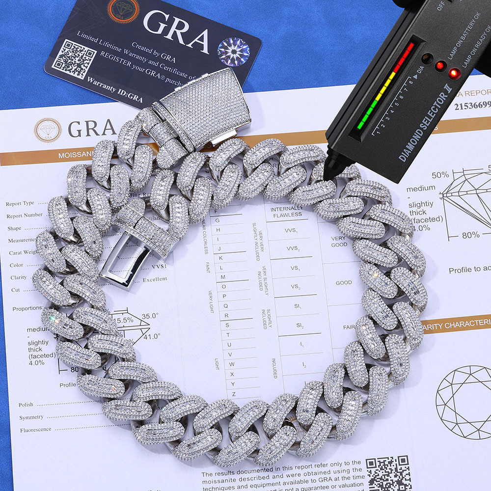 Custom 29mm Big Moissanite Diamond Cuban Link Chain Iced Out Hip Hop Cuban Chain For Men 925Silver VVS Jewelry Charm Necklace