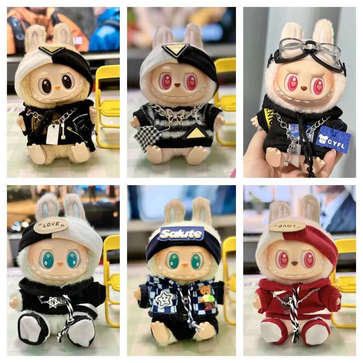 For 17cm Labubu V1 V2 Idol Dolls Clothes Cute Hoodie Mini Doll Sitting Party Outfit Clothing Korea Kpop Exo DIY GiftsT250313