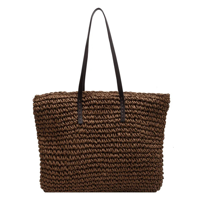 Straw Woven Tote Bags Casual Large Luxury Design Capacity Handbag Beach Shoulder Simple Womens Bag Style Shopping Summer bolsos R250312
