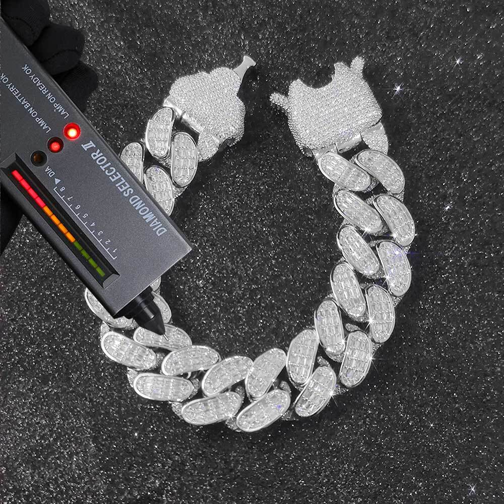 New Arrival Men Hip Hop Jewelry 18MM Special Clasp Solid Silver 925 Custom VVS Moissanite Diamond Cuban Link Necklace