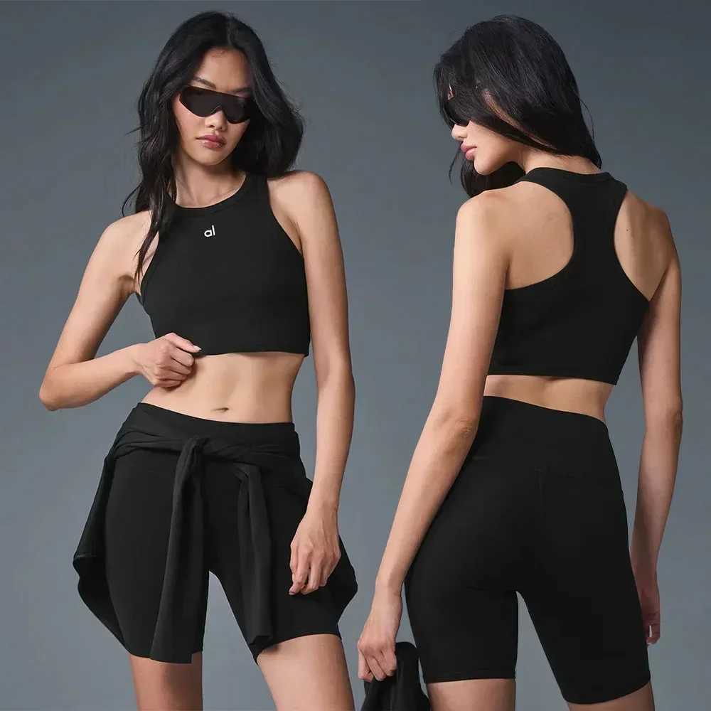 Active Shirts Tees tank top Women Aspire Tank Knitted Vest Slvel Seaml Short Workout Sports Gym Y2K Top Fit Running Slim Vest Y250312OJ4S
