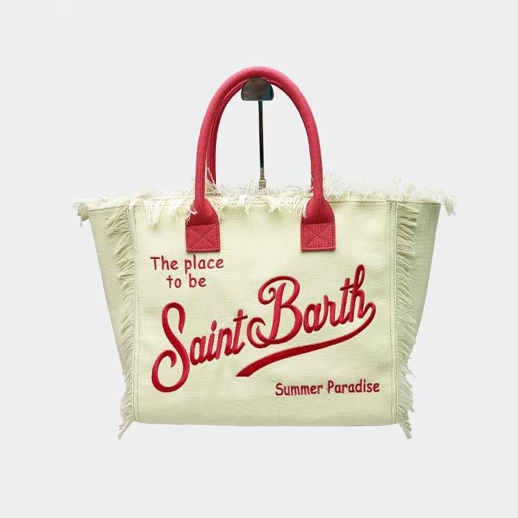 Saint Bart's New Women's Large Capacity Leisure Travel Canvas Embroidered Handmade Tassel Handbag Tote Bag 250315