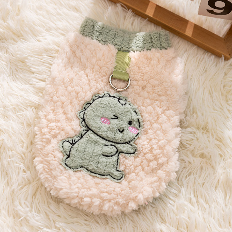 Stylish Two Legged Dinosaur Fleece Coat for Cats - Seasonal Comfort Fit Pet Attire in Cool Shades of Blue