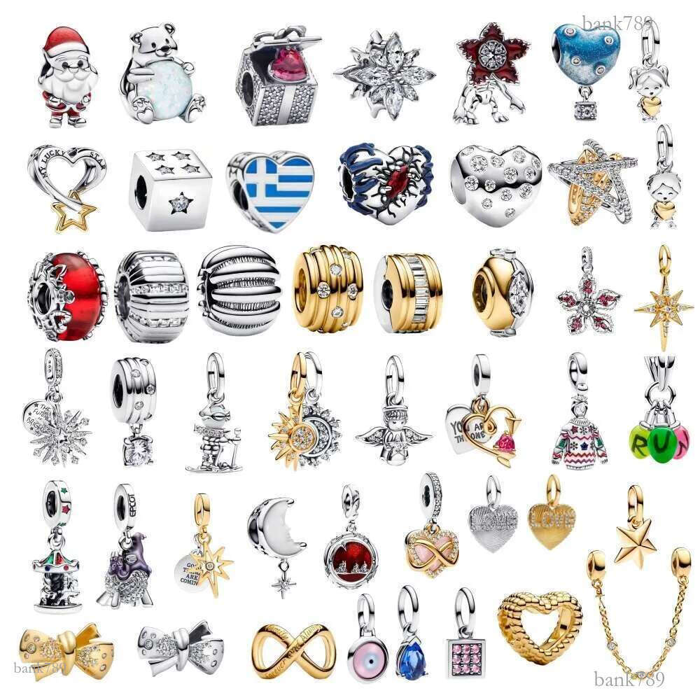 925 2024 New Christmas Santa Gift Box Charm Sterling Silver Spinning Carousel Angel Dangle Charms Beads Fit Bracelet DIY Ma