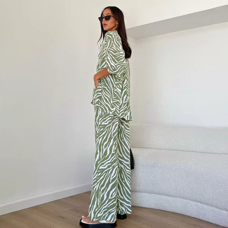 Women's Two Piece Pants Zebra Stripes Satin Women Summer Short Top High Waist Fashion Pants Set Fashion Party Club 2 Piece Set