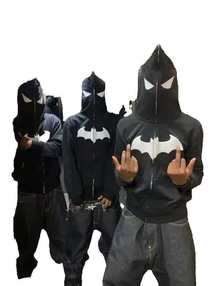 Dark Sweatshirt Men's and Women's Hoodies Gothic Couple Harajuku Large Spider Print Zipper Sweater