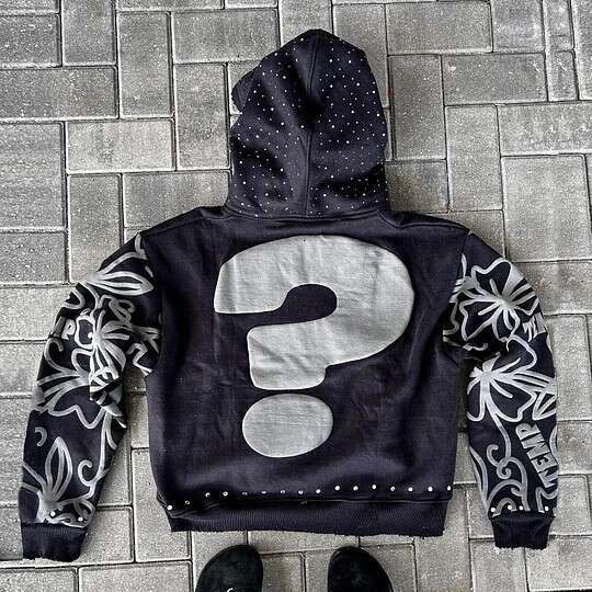 American alphanumeric 3D printed street trend Y2K destroyed hoodie loose pullover sweatshirt