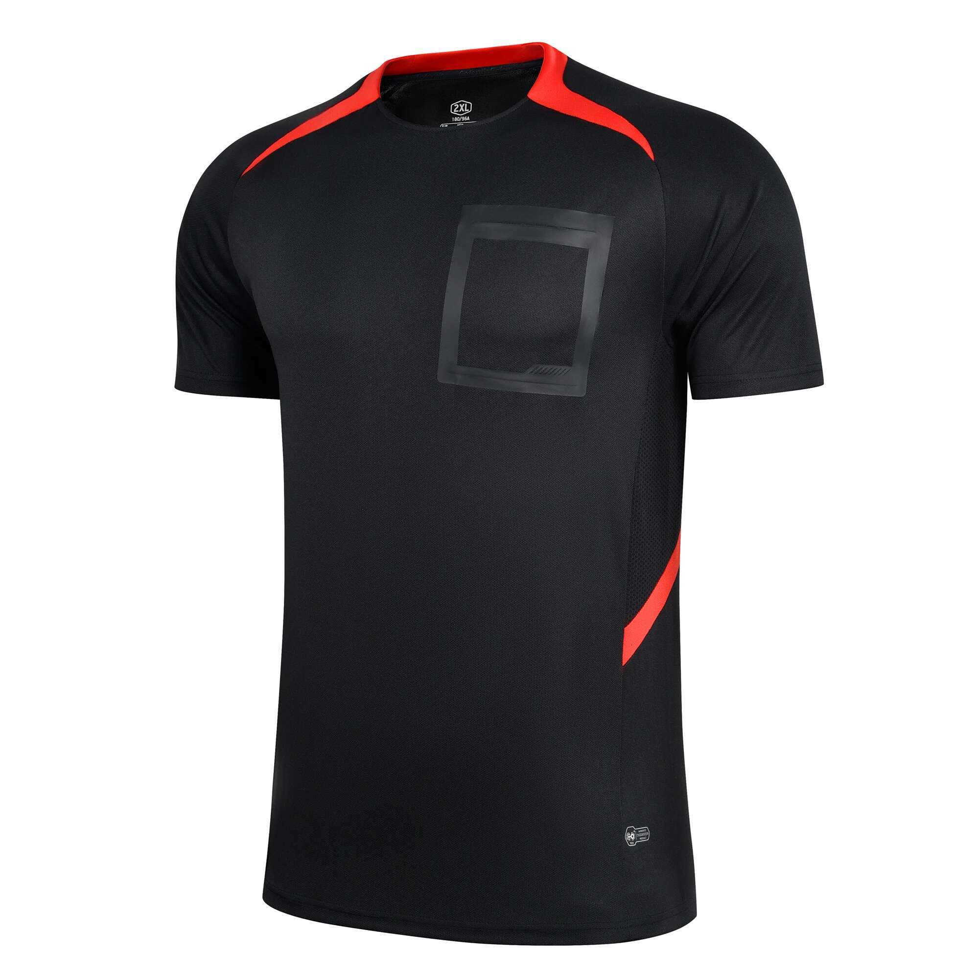 Men Professional Uniforms Rugby Soccer Football Referee Jerseys Pockets Judge Short Sleeve Shirts Breathable Quick Dry