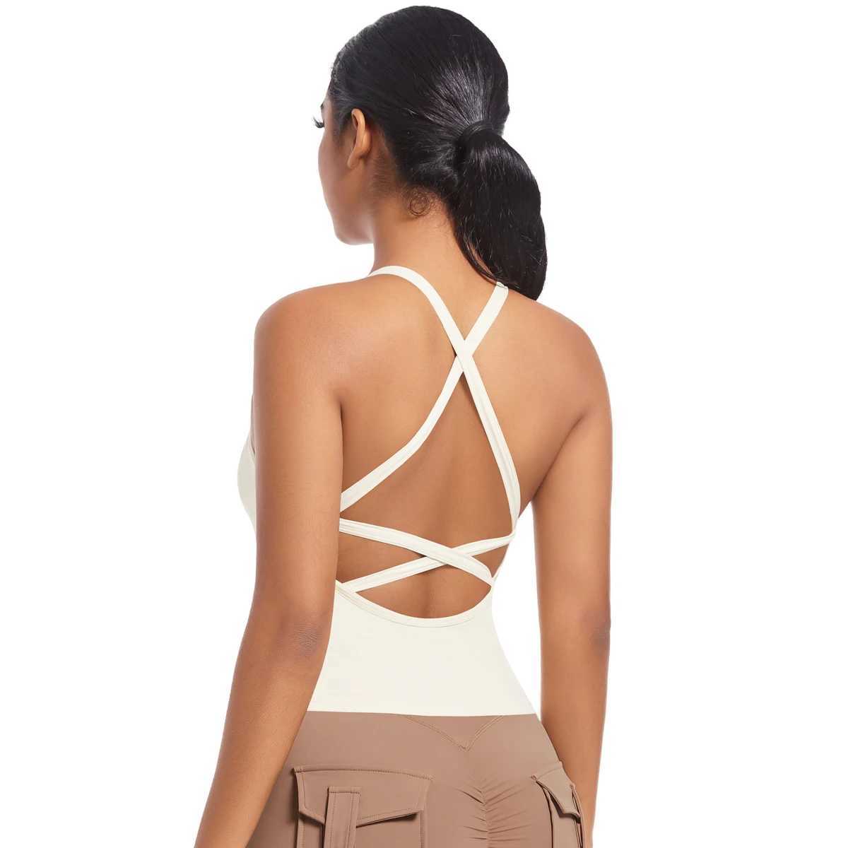 Active Shirts Tees Bra Underwear Women Summer Shockproof Bra Beautiful Back Sports Running External Wear Training Fitn Tank Top Bra Y2503121BHO