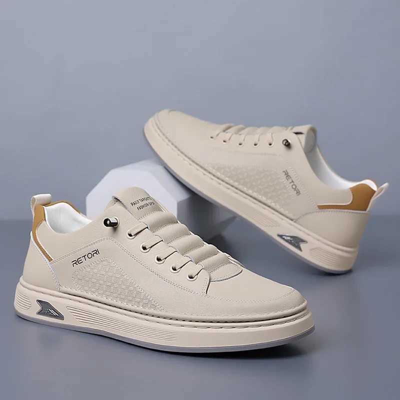 New Mens Shoes High Quality Leather Casual Shoes for Men Designer Sneakers Tennis Mascino Cfort Lace-up White Sport Shoes Y250312