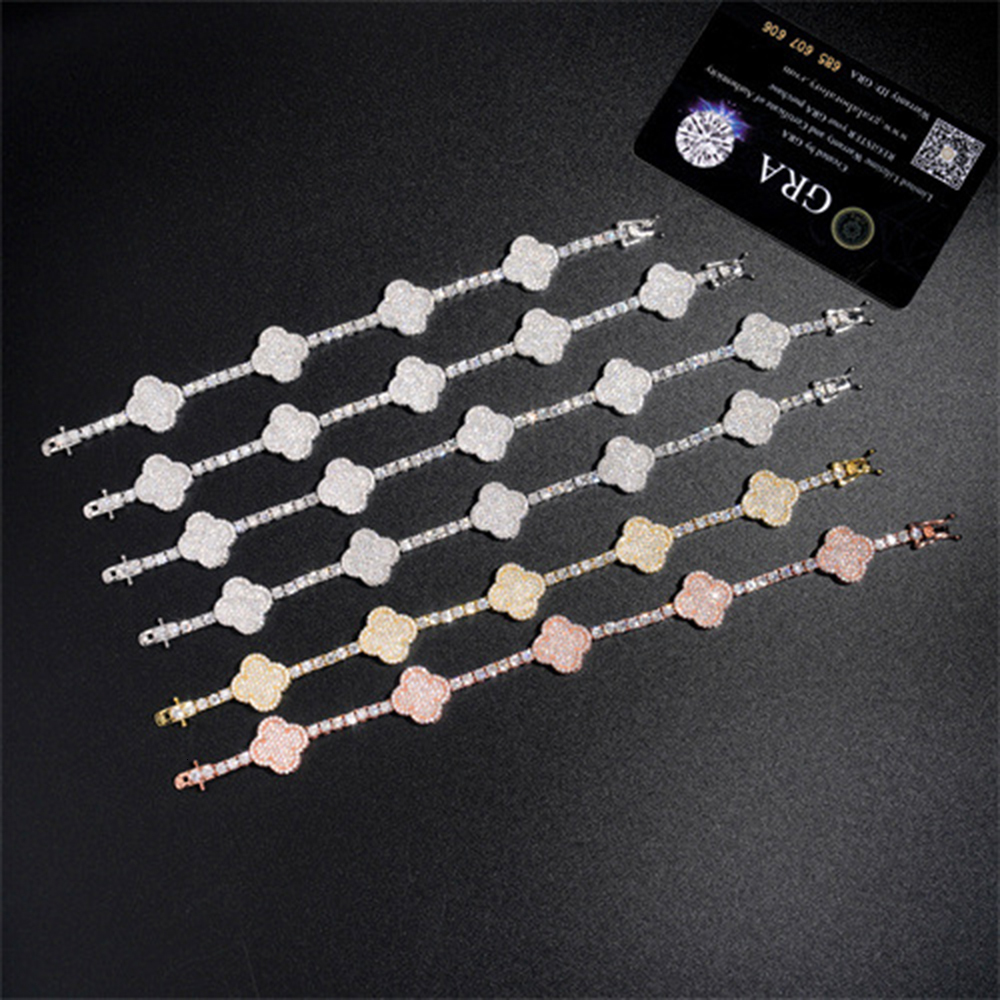3mm Fashion Moissanite Tennis Chain Bracelet For Women S925 Silver Iced Out Hand Chain Hip Hop Jewelry Pass Diamonds Tester