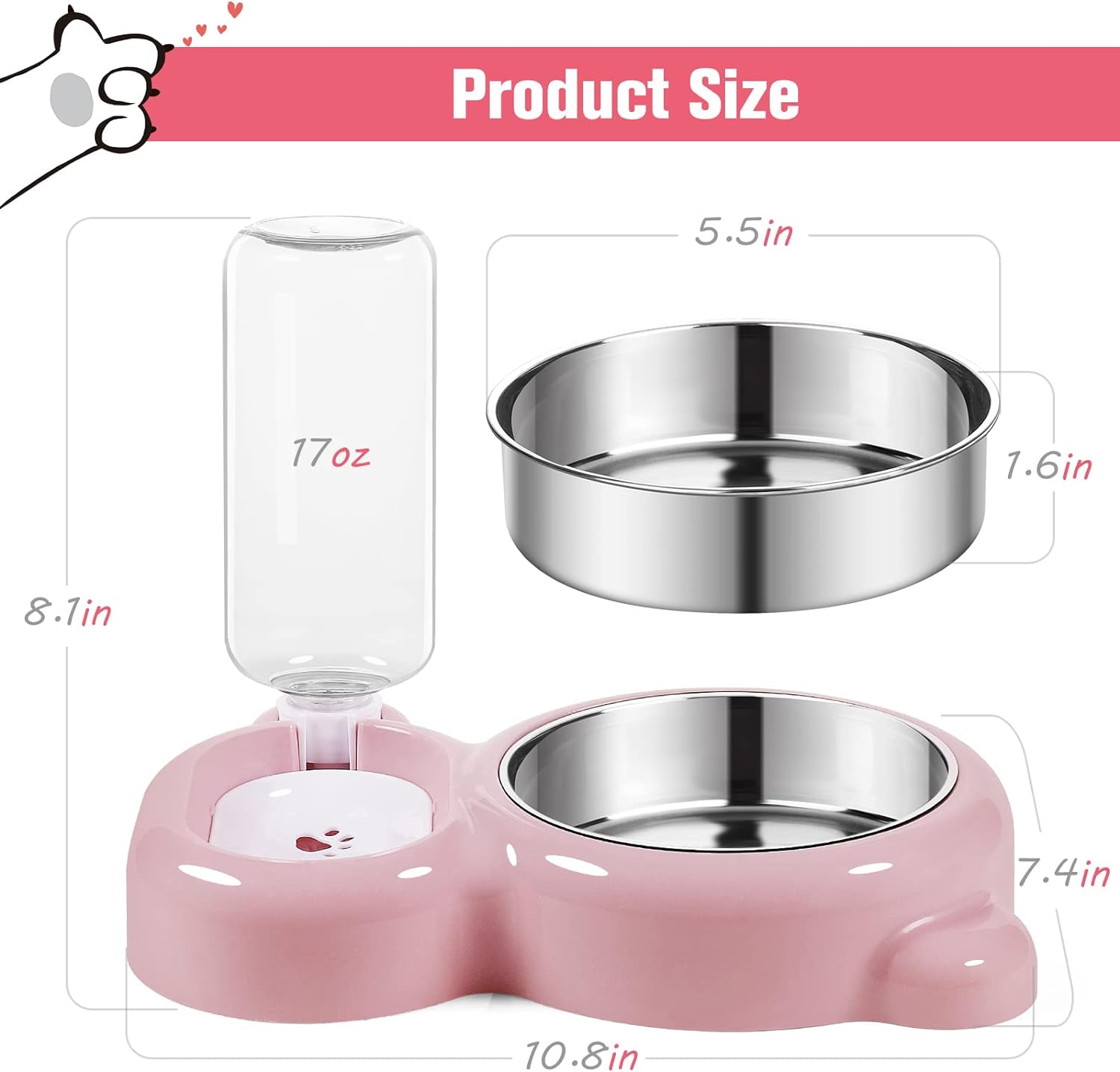 Pet Feeding Station: Stainless Steel Cat Bowls and Dog Bowl with Automatic Water Dispenser Free shipping