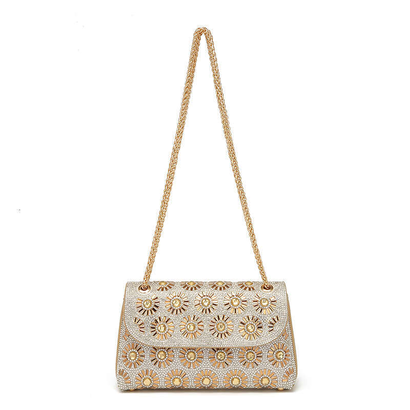 A Niche Design With Inlaid Small Square New Fashionable Full Diamond Wine God For Women's Single Shoulder Crossbody Underarm Bag