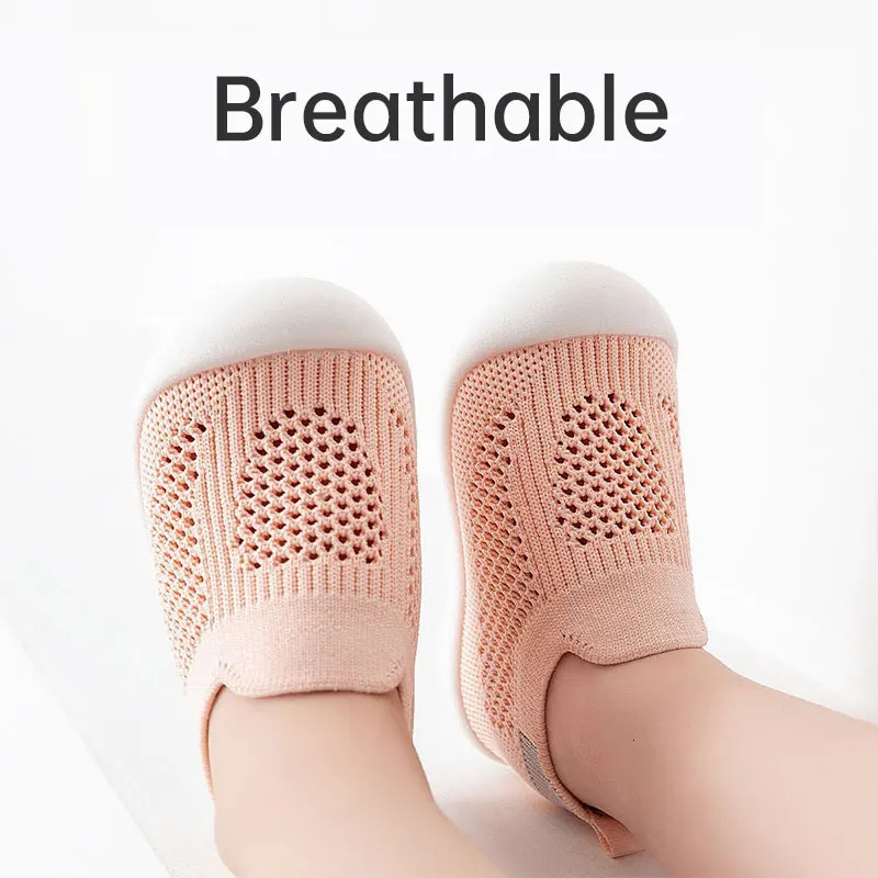 Baby Shoes Anti-slip Breathable Infant Crib Floor Socks with Rubber Sole for Children Girls Boys Mesh Shoes Soft Bottom Slippers 250312