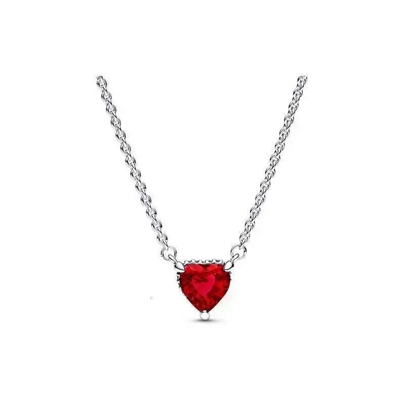 2025 925 Sterling Silver Shiny Classic Red Heart Ring Necklace Bracelet Exquisite Love Charm Jewelry Fit DIY Party Gifts