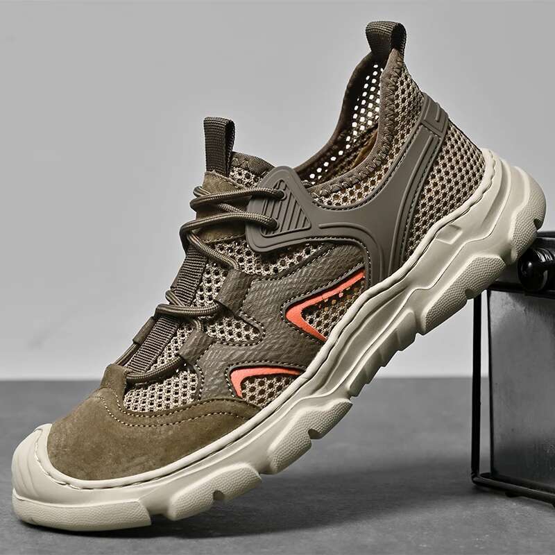 2025 Fashion New Summer Breathable Casual Comfortable Thin Mesh Soft Sole Slip Over Sports River Tracing Shoes Men