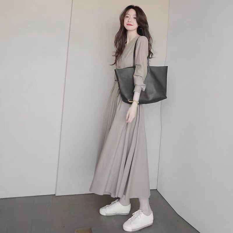 G185 French style high-grade autumn fairy temperament long skirt women's clothing new year dress