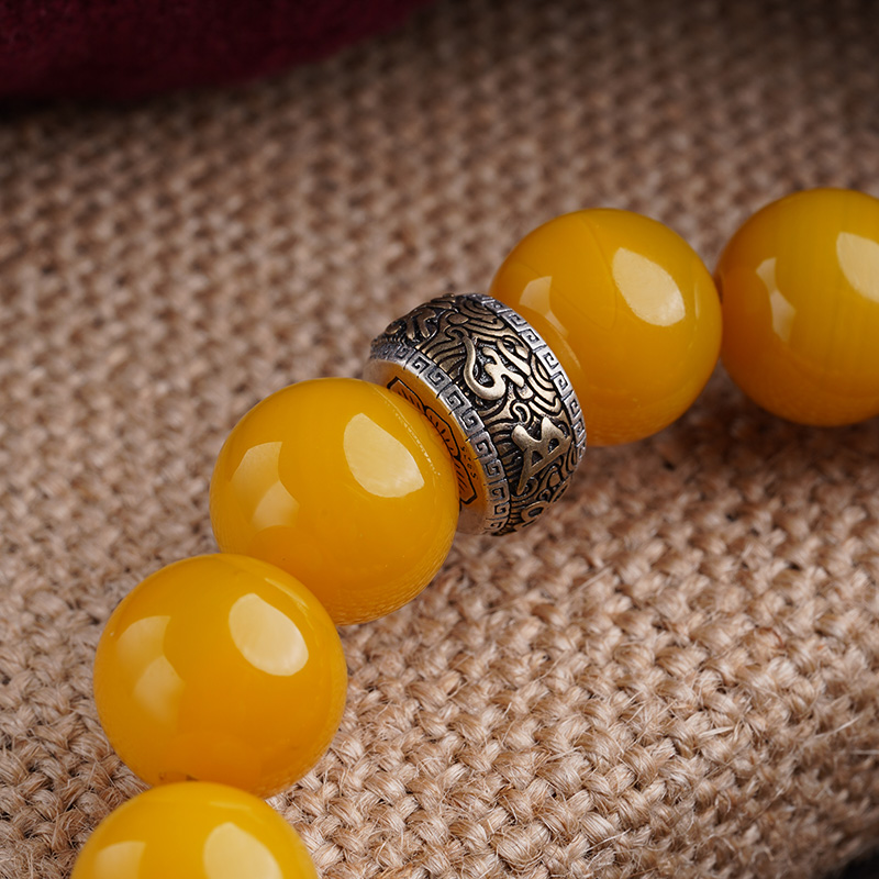Natural yellow agate strings zodiac sign of the Snake Buddha six words of truth Buddha beads bracelets for men and women