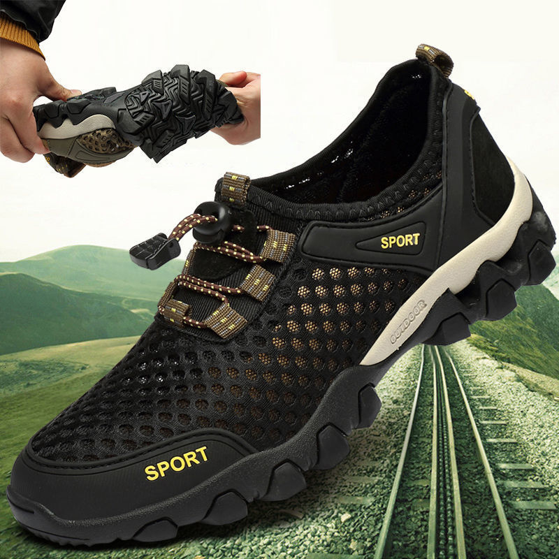 2025 New Male Designer Trendy, Fashionable, Breathable, Leisure, Hollow Mesh Outdoor Mountaineering and Hiking Shoes