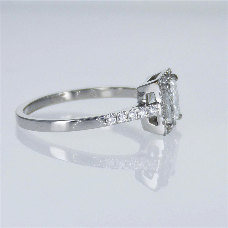 Jewelry 1.5 Carat Princess Cut Halo Engagement Ring IGl Certified Lab Grown Diamond Wedding Square Lab Diamond Ring For Women Half Band Anniversary