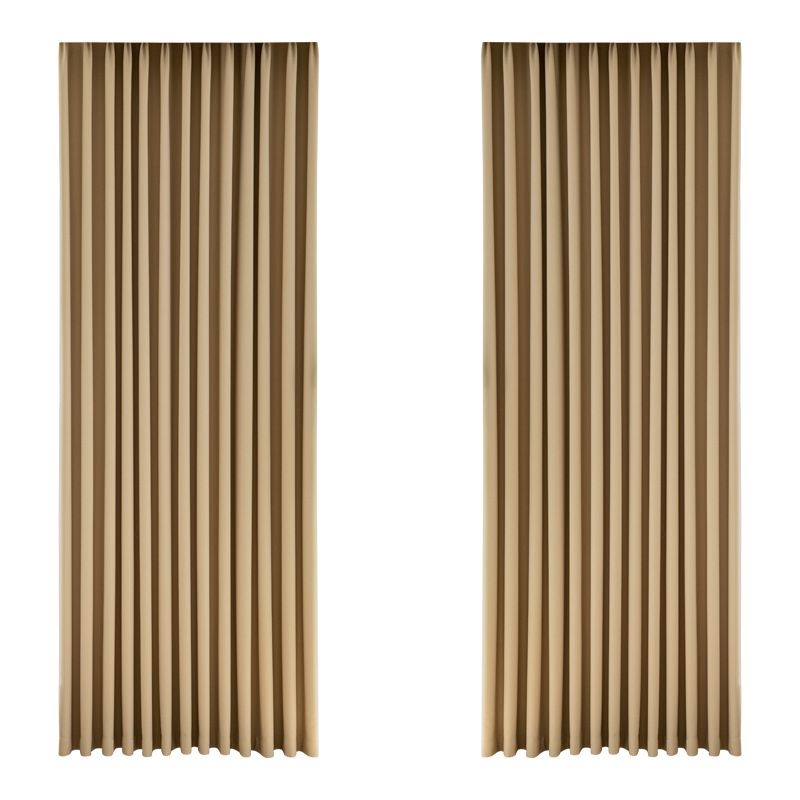 T0379 Solid color double-sided cotton and linen blackout curtain fabric modern simple living room bedroom heat insulation sunshade curtain finished pr