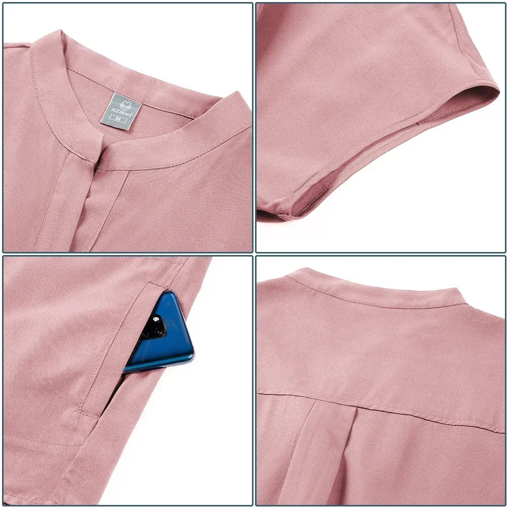 Plus Size Scrubs Set Women Nurse Uniforms Stand Neck V-cut Scrub Top Jogger Pants Vet Doctor Healthcare Workers Workwear 250312