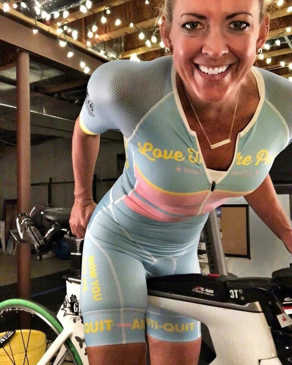 Love The Pain Women Cycling Jersey Sets Triathlon Skinsuit Maillot Short Sleeve Jumpsuit Kit Mujer Bike Clothes Roupa Ciclismo 250312