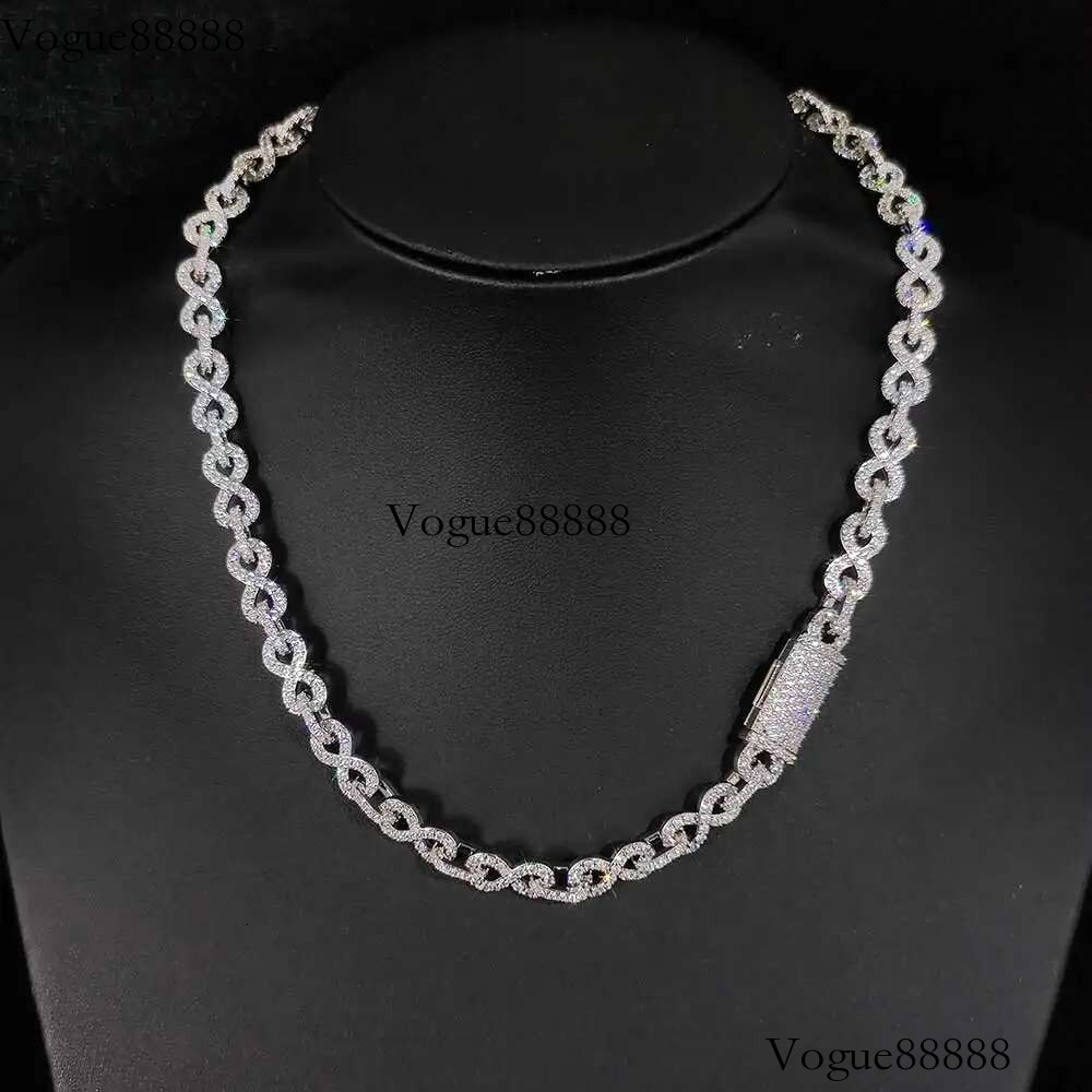 2025 Hip Hop Rapper Jewelry Bg 6MM Infinite 8-character Necklace Paved Crystal Iced Out Cuban k Chain Necklaces For Men Women