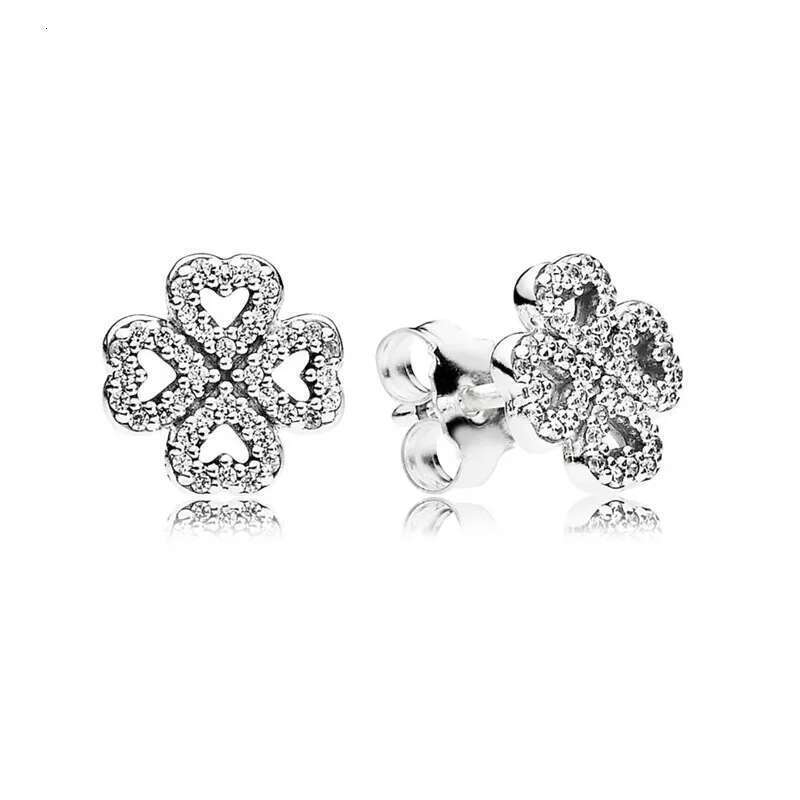 Classic Pure Silver Zircon Heart Spread Infinite Bright Star Round Earrings Suitable For Ladies Charm Jewelry Gifts
