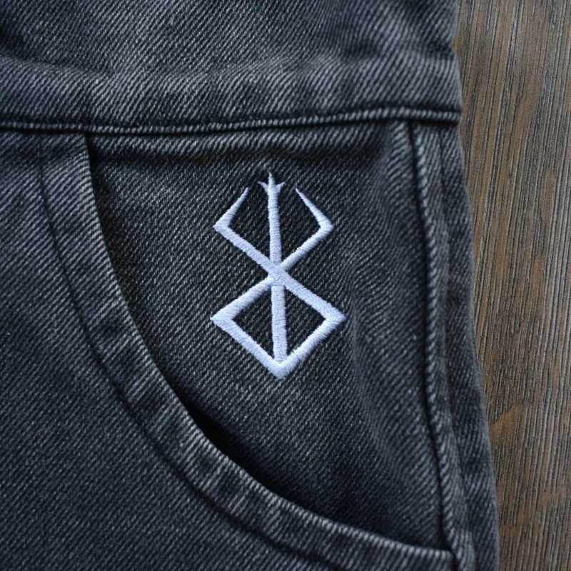 Berserk jeans fashionable Y2K baggy mens pants American style distressed washed streetwear Harajuku Gothic embroidery floor pants X250812