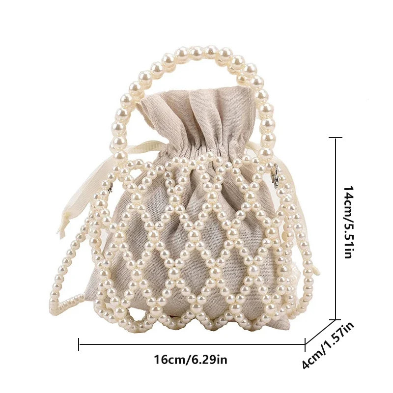 Women Pearl Bag Small Mini Tote Bucket Bag Woven Crossbody Hand Bags for Women Coin Purse Wallet Handbag Ladies Shoulder Bags R250312