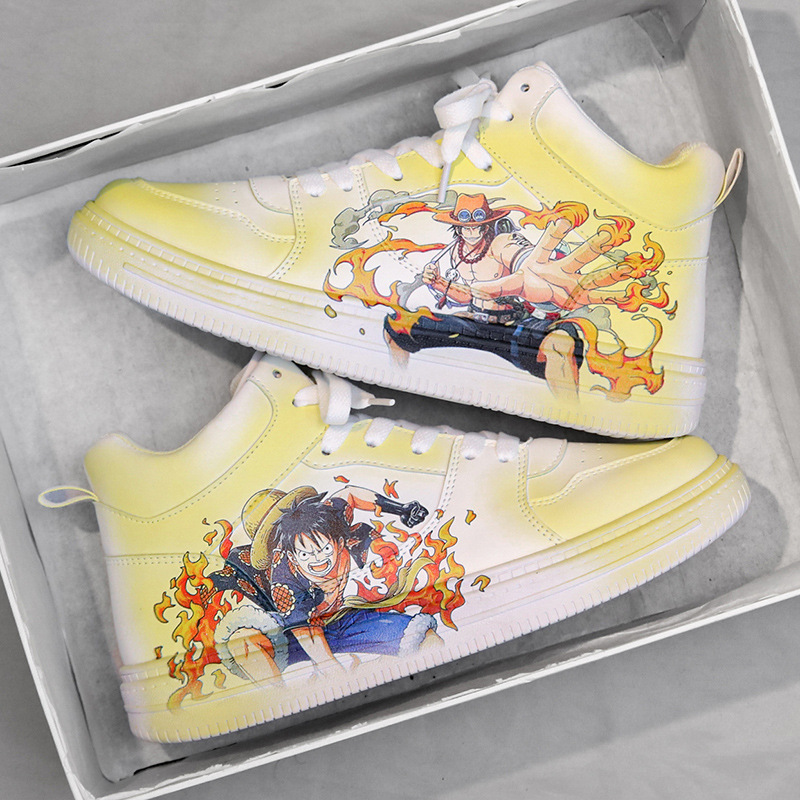 2025 New Chinese Couple Live Streaming Style Designer Trendy Fashion Anime One Piece Drawing Board Casual Shoes Men's Edition