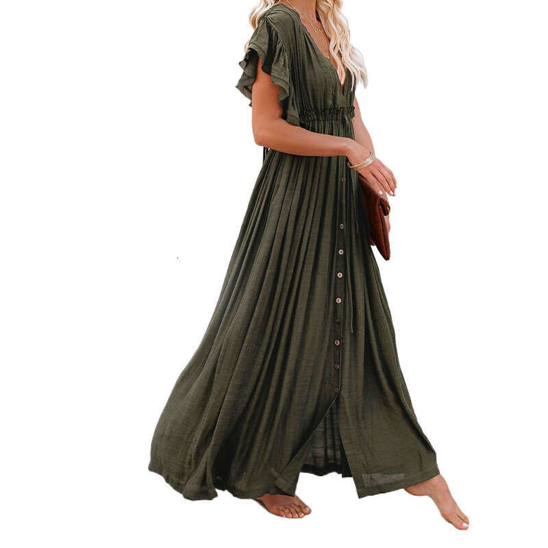 Solid Color Cover Long Skirt, Sunscreen Shirt, Hawaii Beach Vacation, 2025 New Casual Fashion Trendy Clothing