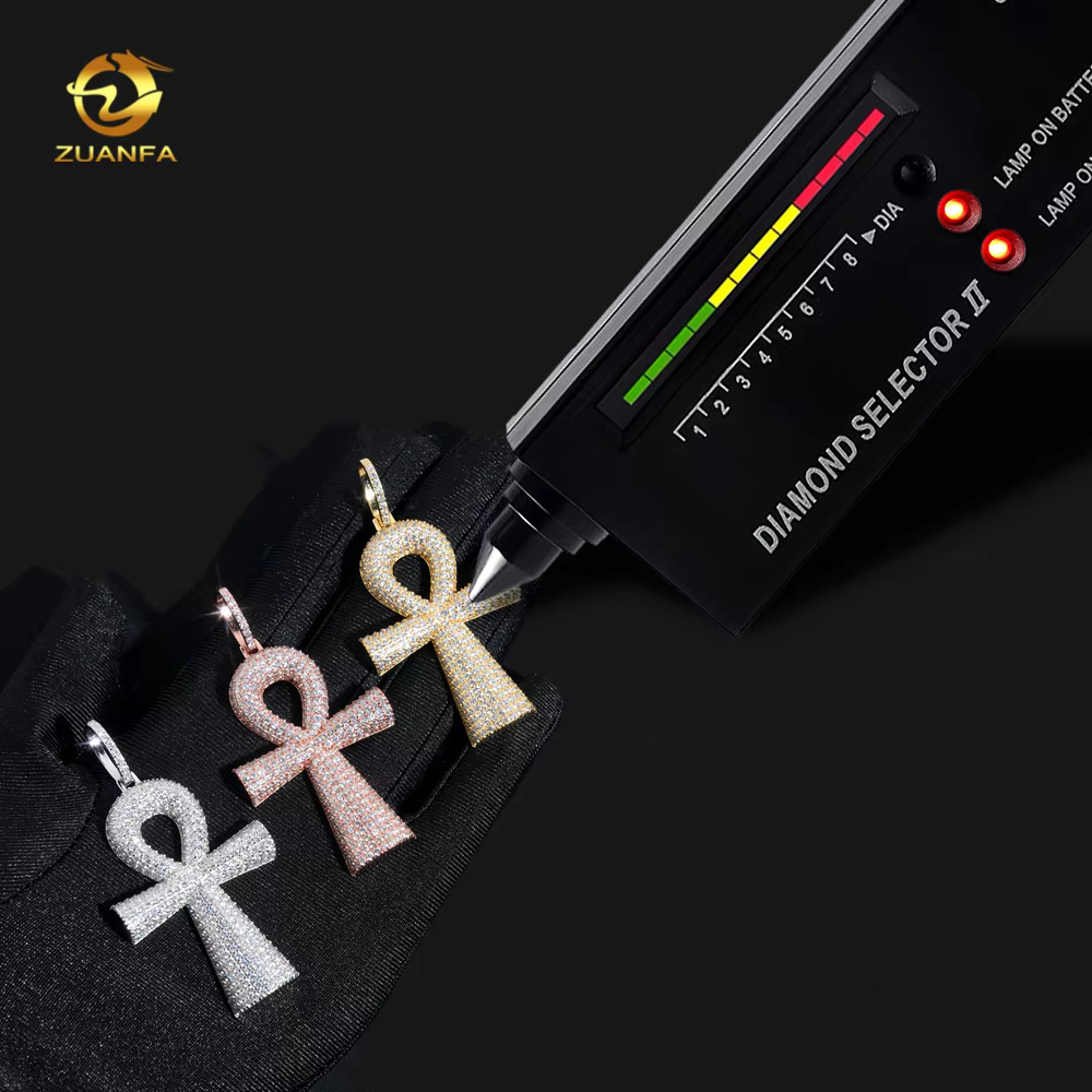 New Design Ankh Necklace Pass Diamond Tester Moissanite Sterling Silver Gold Plated Ankh Cross Charm Pendant Fine Jewelry