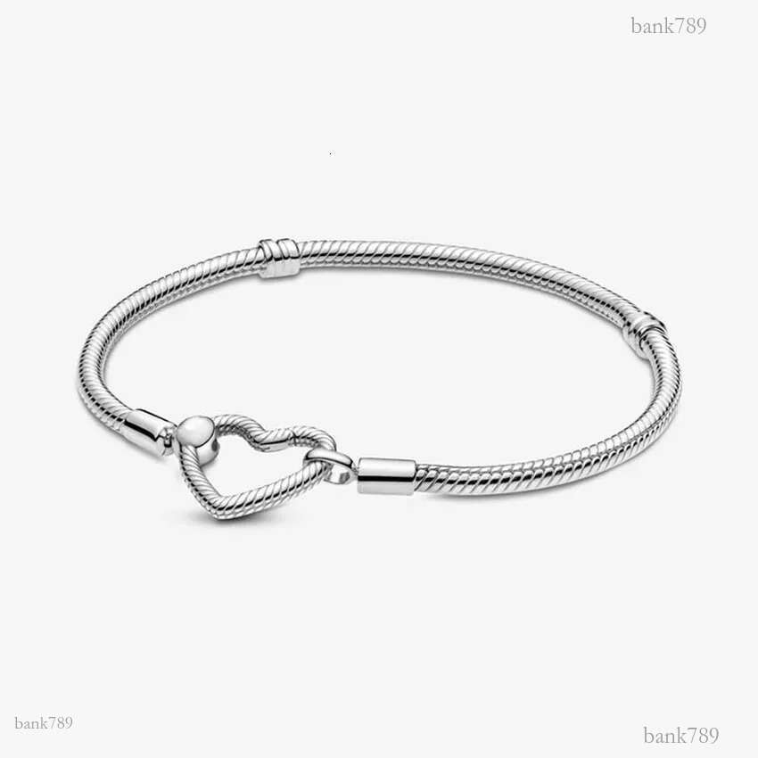 Heart Closure Snake Chain Bracelet 925 Sterling Silver Charm Bracelet For Women Wedding Jewelry Bracelet Girlfriend Gift With Retail