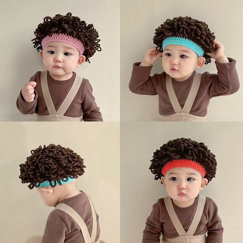 baseball cap Children's wig autumn/winter 2025 new style funny 100 day shooting explosive head baby yarn hat